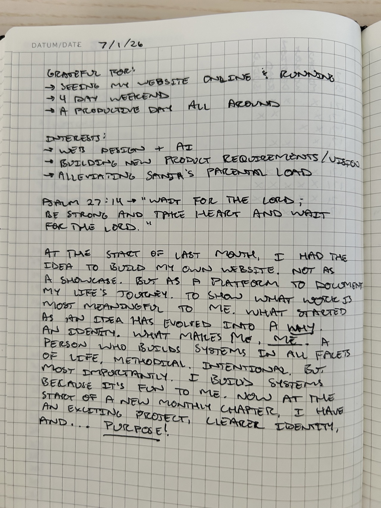 Daily journal entry from July 1, 2026