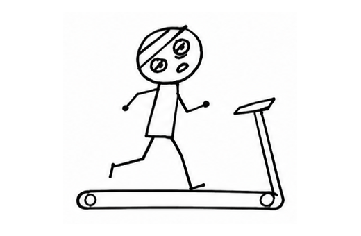 Stick figure running on a treadmill